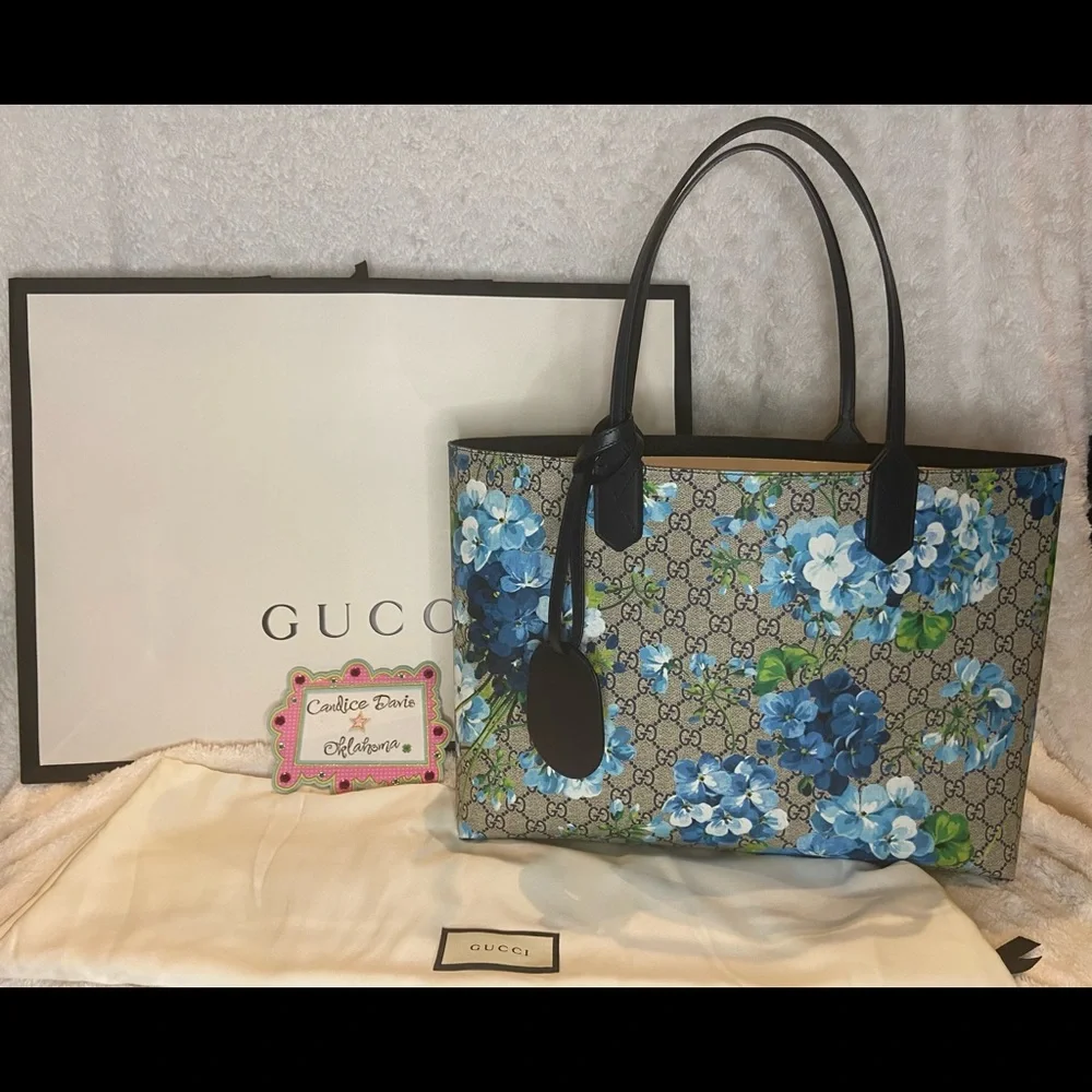 ❤️SOLD❤️ Gucci Blooms Navy Tote - Picture 5 of 8